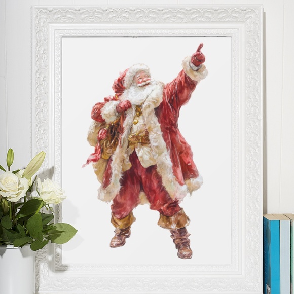 Watercolor Santa Claus Portrait Wall Art Print Poster, Unframed – Joyful Holiday - Picture 6 of 6